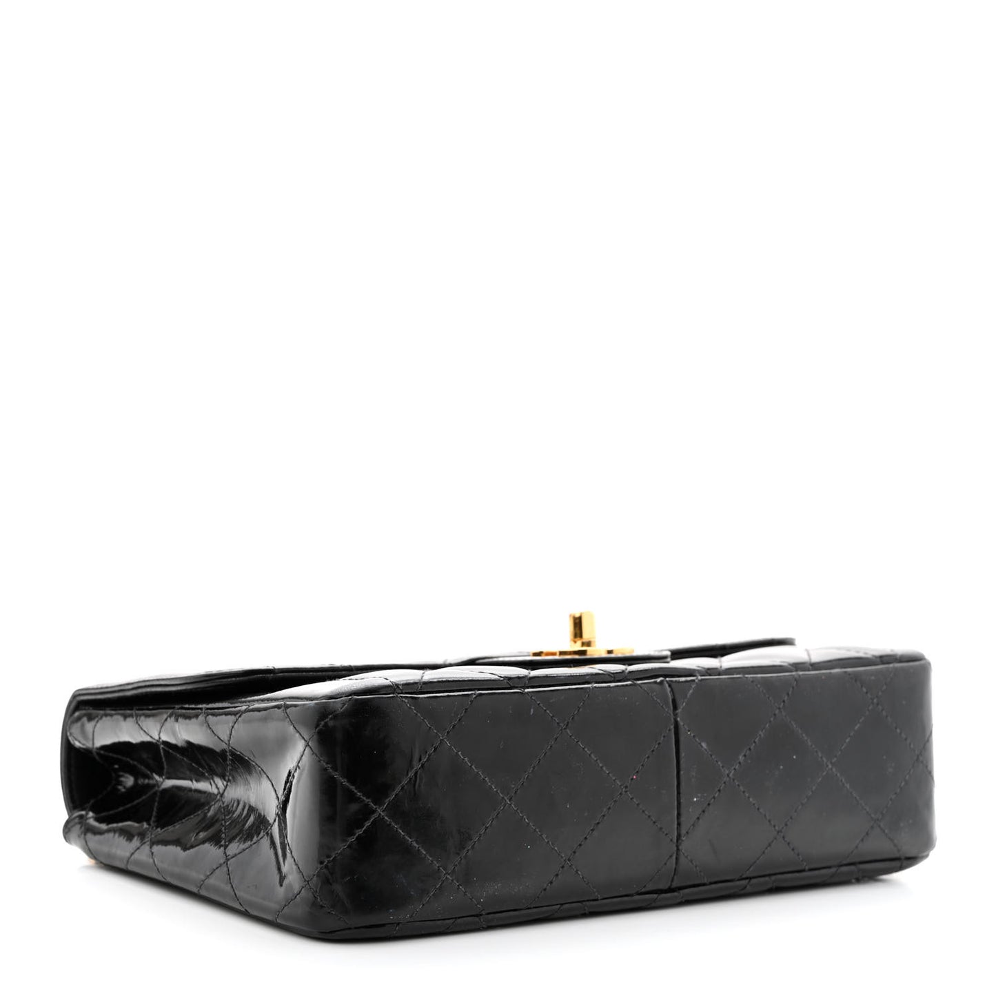 Patent Quilted Small Single Flap Black