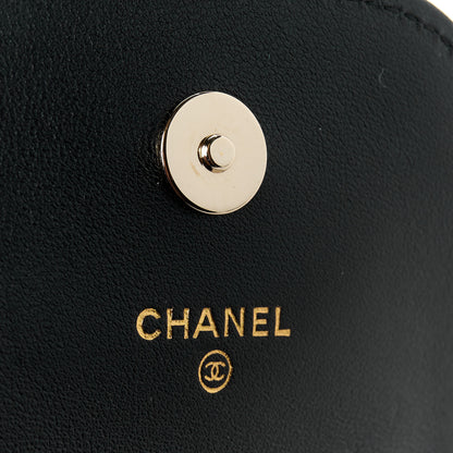 Chanel Lambskin Quilted Pearl Top Handle Clutch With Chain Black 8 of 12