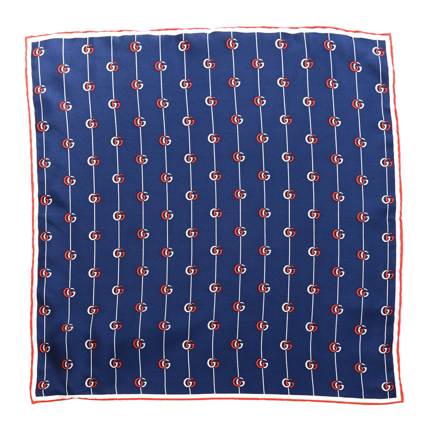 Silk GG Print Scarf Blue Red White