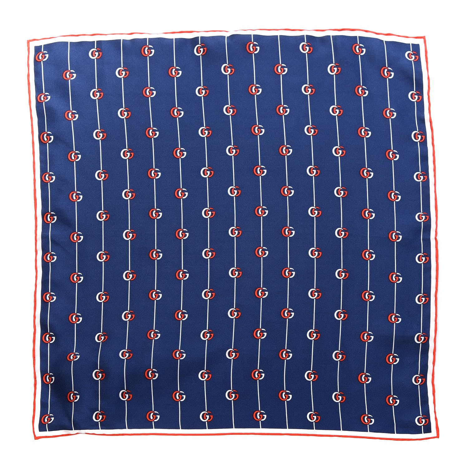 Gucci Silk GG Print Scarf Blue Red White 1 of 4