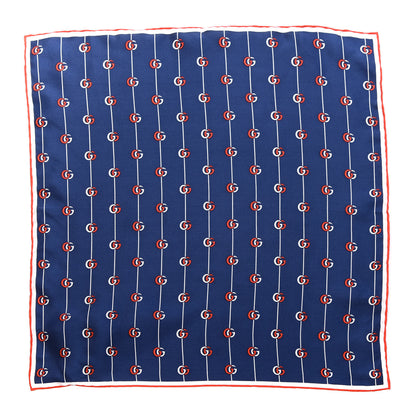 Gucci Silk GG Print Scarf Blue Red White 1 of 4