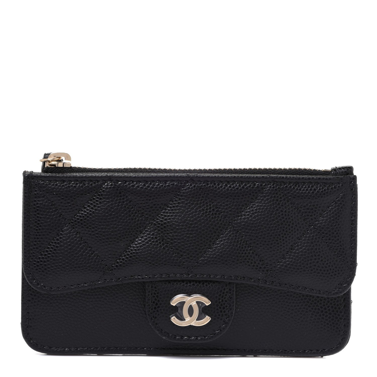 Chanel Caviar Quilted Flap Zip Card Holder Black 1 of 8