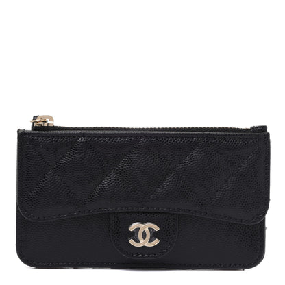 Chanel Caviar Quilted Flap Zip Card Holder Black 1 of 8