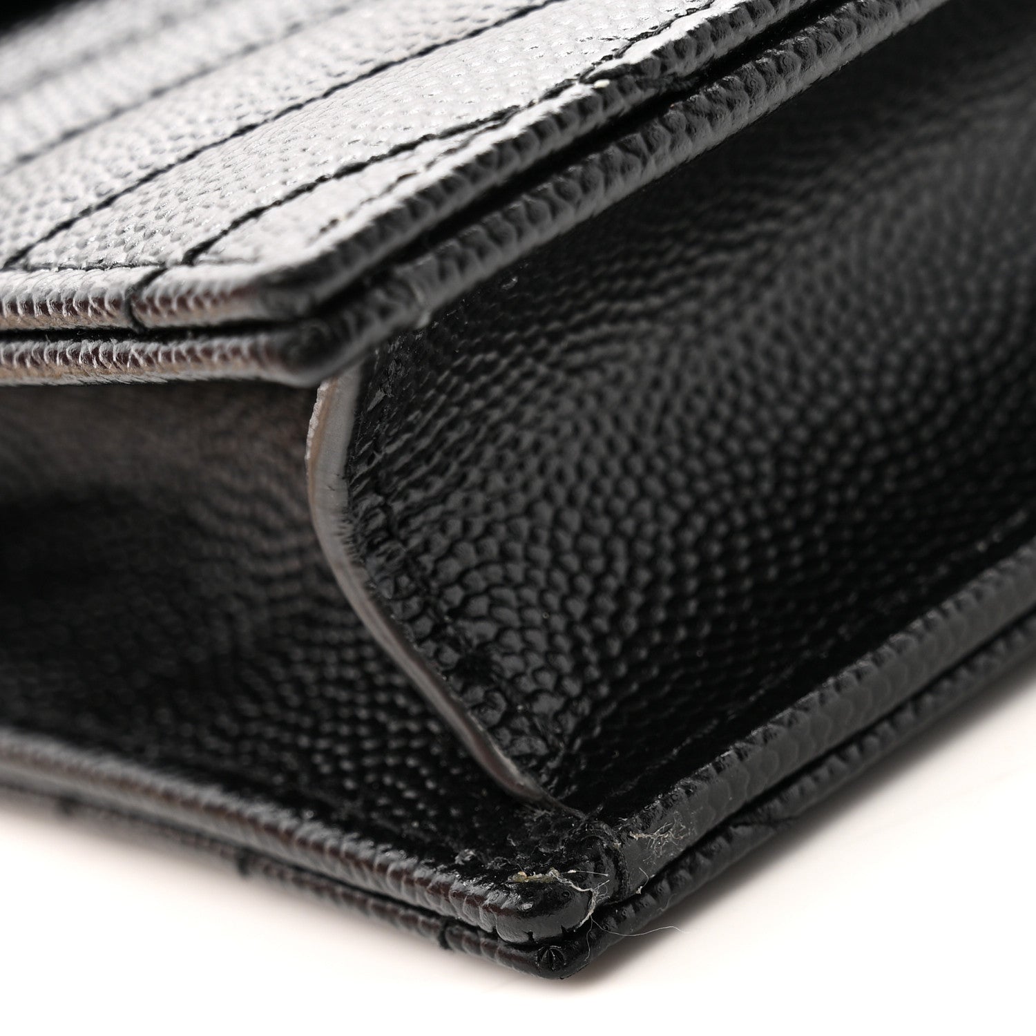 Saint Laurent Grain De Poudre Matelasse Chevron Monogram Envelope Chain Wallet Black 12 of 14