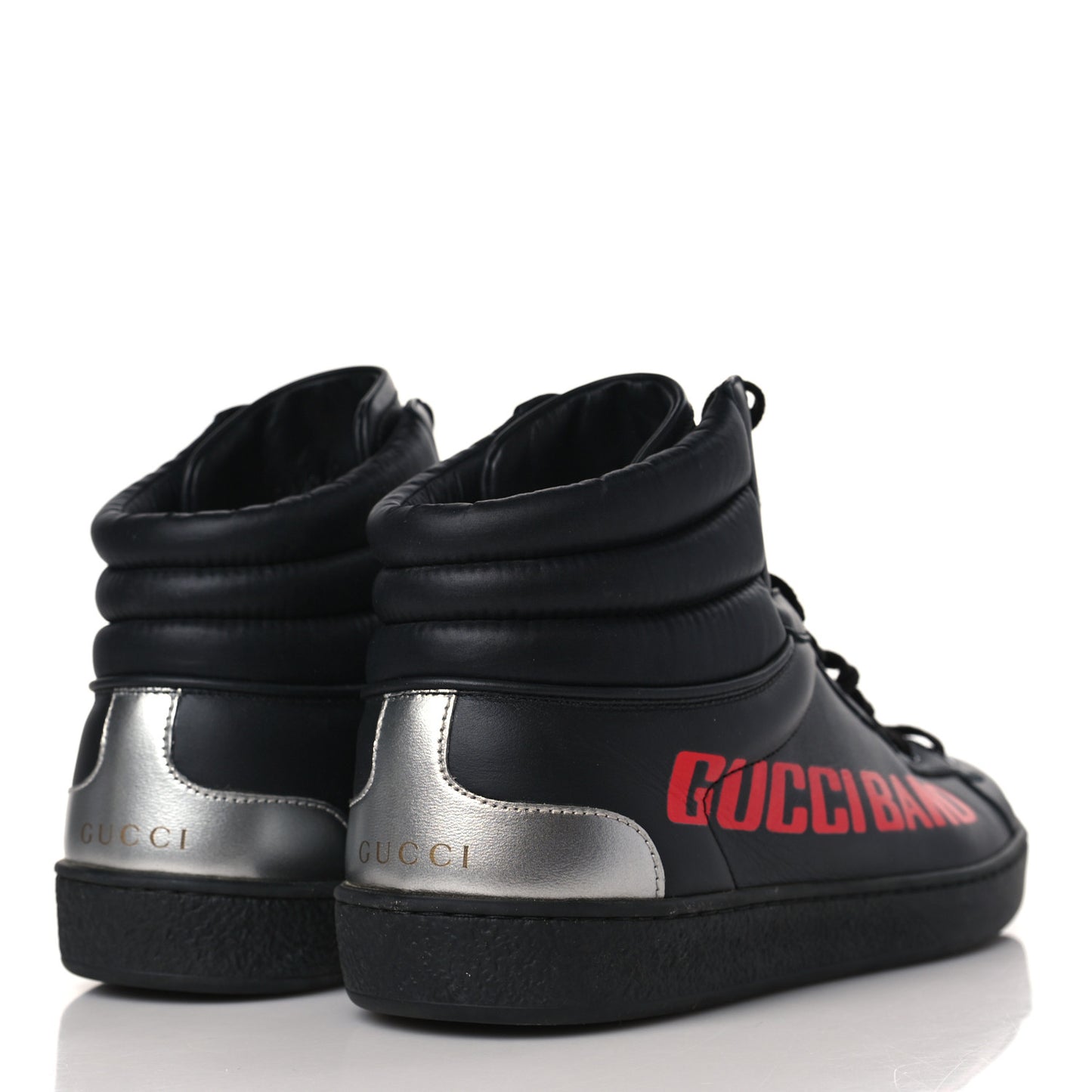 Calfskin Gucci Band Mens Ace High Top Sneakers 8 Black