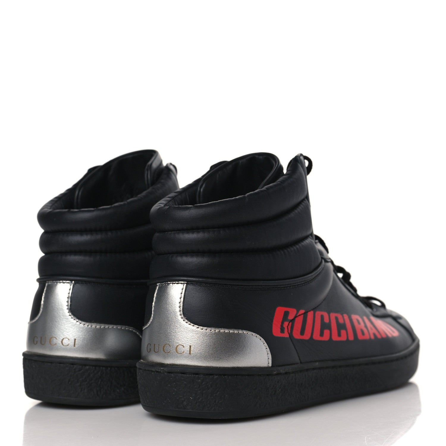 Gucci Calfskin Gucci Band Mens Ace High Top Sneakers 8 Black 4 of 8