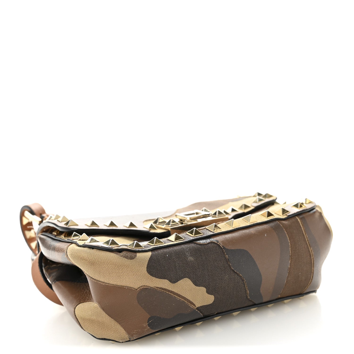 Valentino Garavani Nappa Canvas Camouflage Mini Rockstud Flap Saddle Crossbody Bag Beige Multicolor 4 of 12