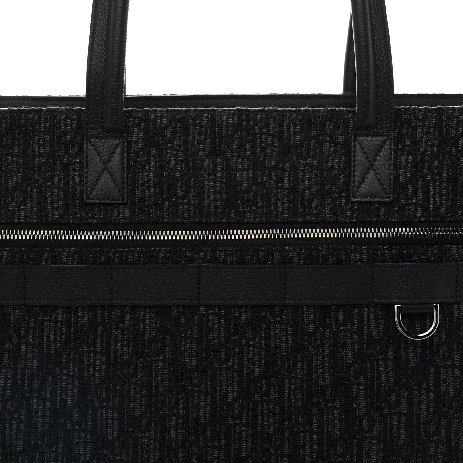 Christian Dior Grained Calfskin Oblique Jacquard Safari Tote  Black 8 of 11