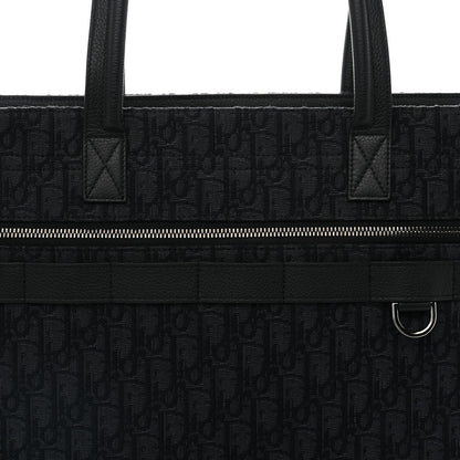Christian Dior Grained Calfskin Oblique Jacquard Safari Tote  Black 8 of 11