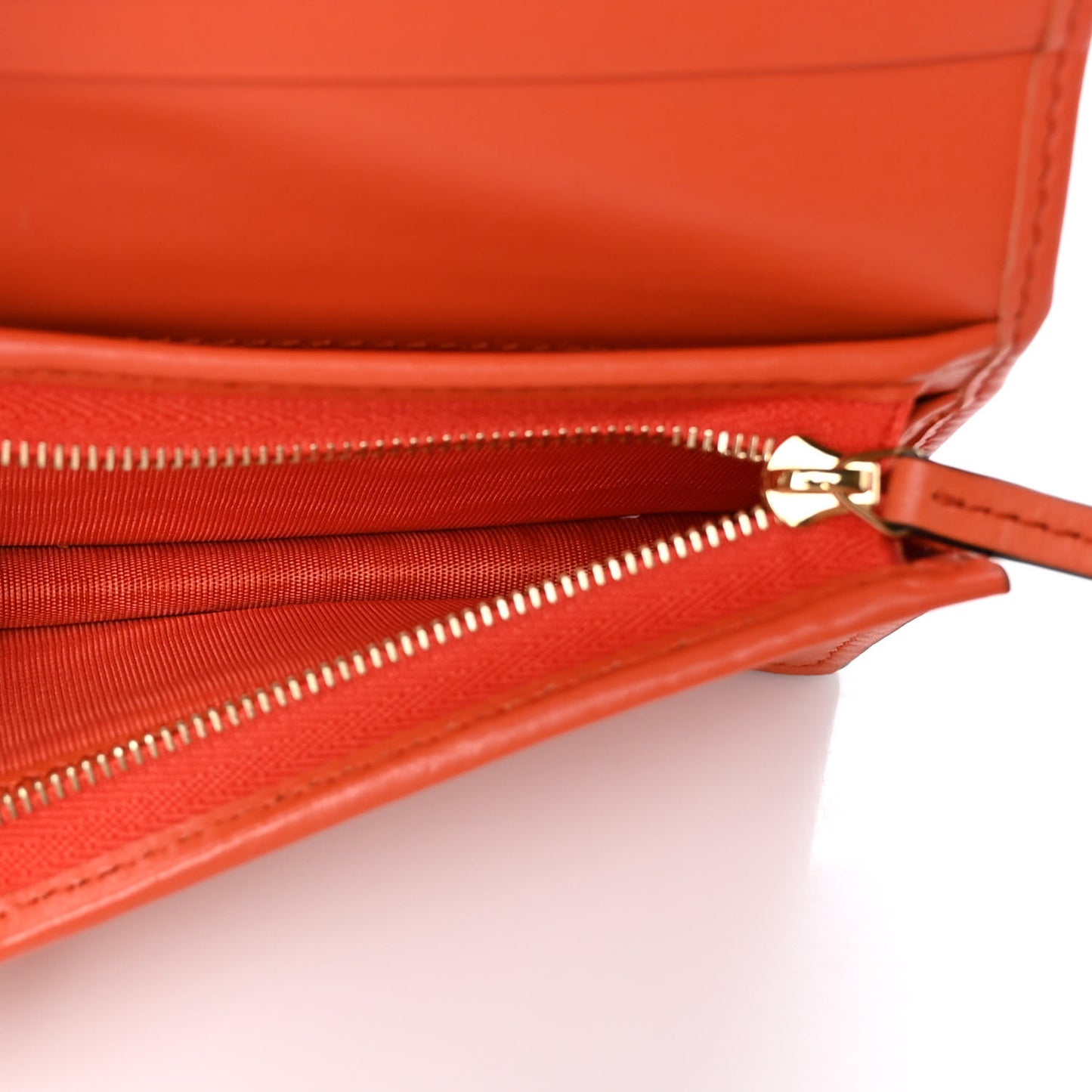 Calfskin GG Matelasse Card Case Wallet Deep Orange
