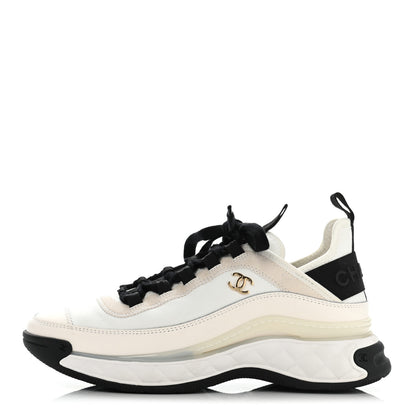 Chanel Velvet Calfskin Mixed Fibers CC Sneakers 37 Ivory Black 1 of 13
