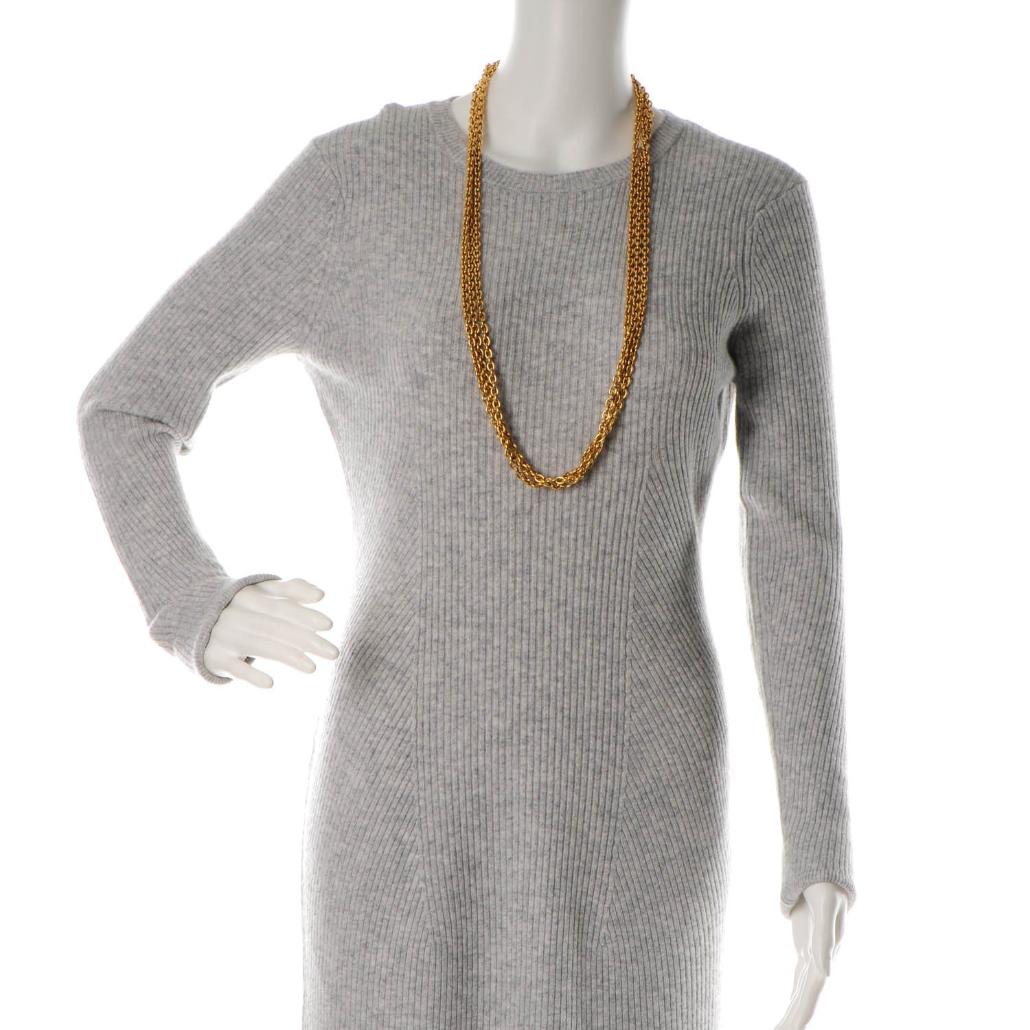 Chanel Triple Chain Long Necklace Gold 2 of 4