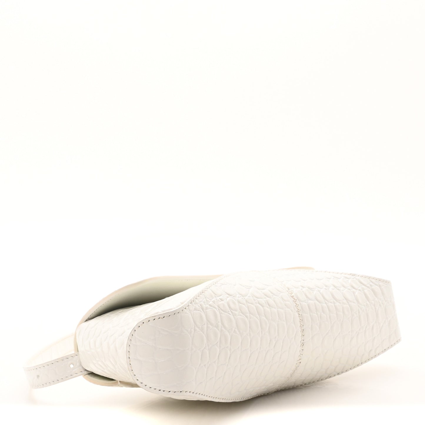 Shiny Super Supple Calfskin Crocodile Embossed Small XX Flap Stretch Bag White