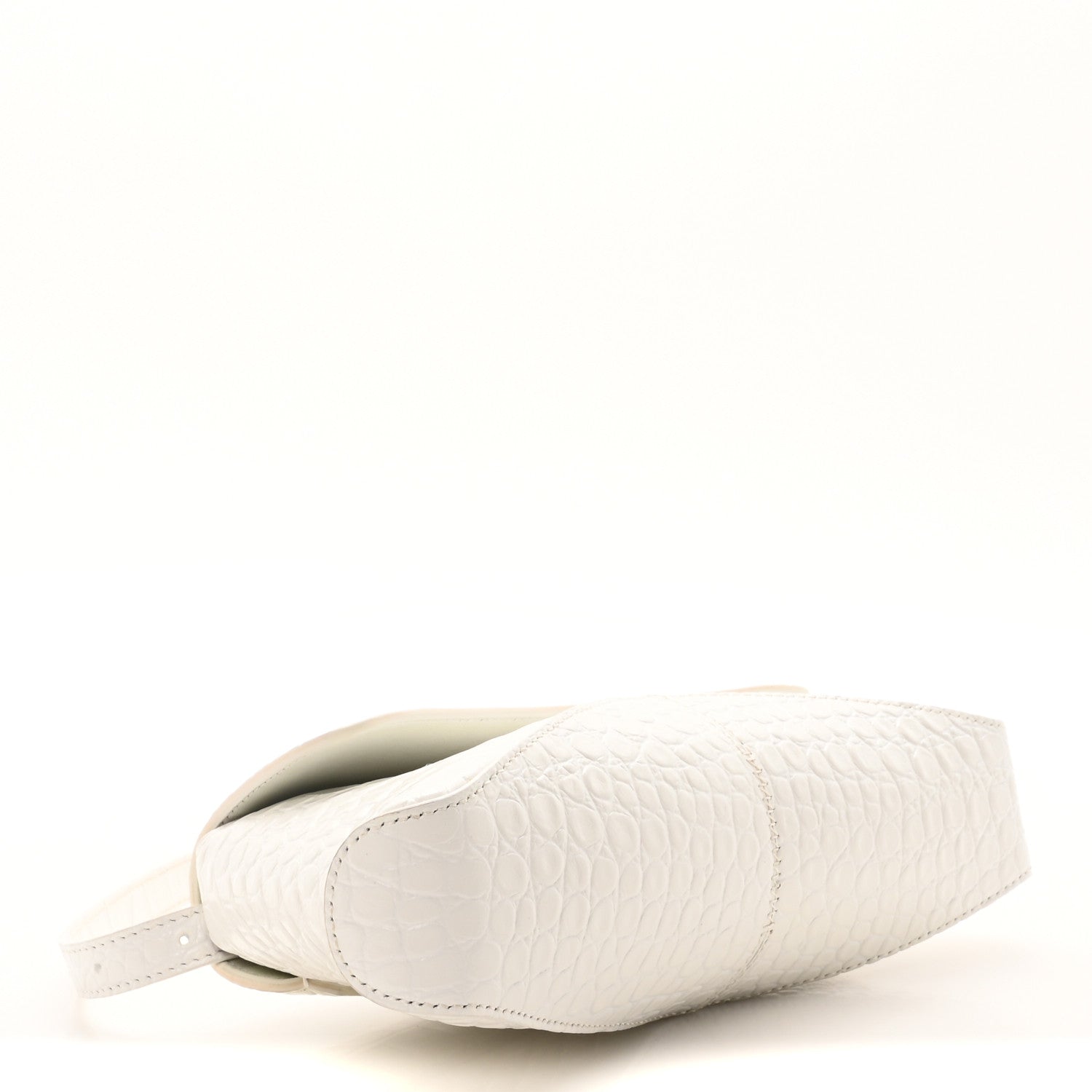 Balenciaga Shiny Super Supple Calfskin Crocodile Embossed Small XX Flap Stretch Bag White 4 of 9