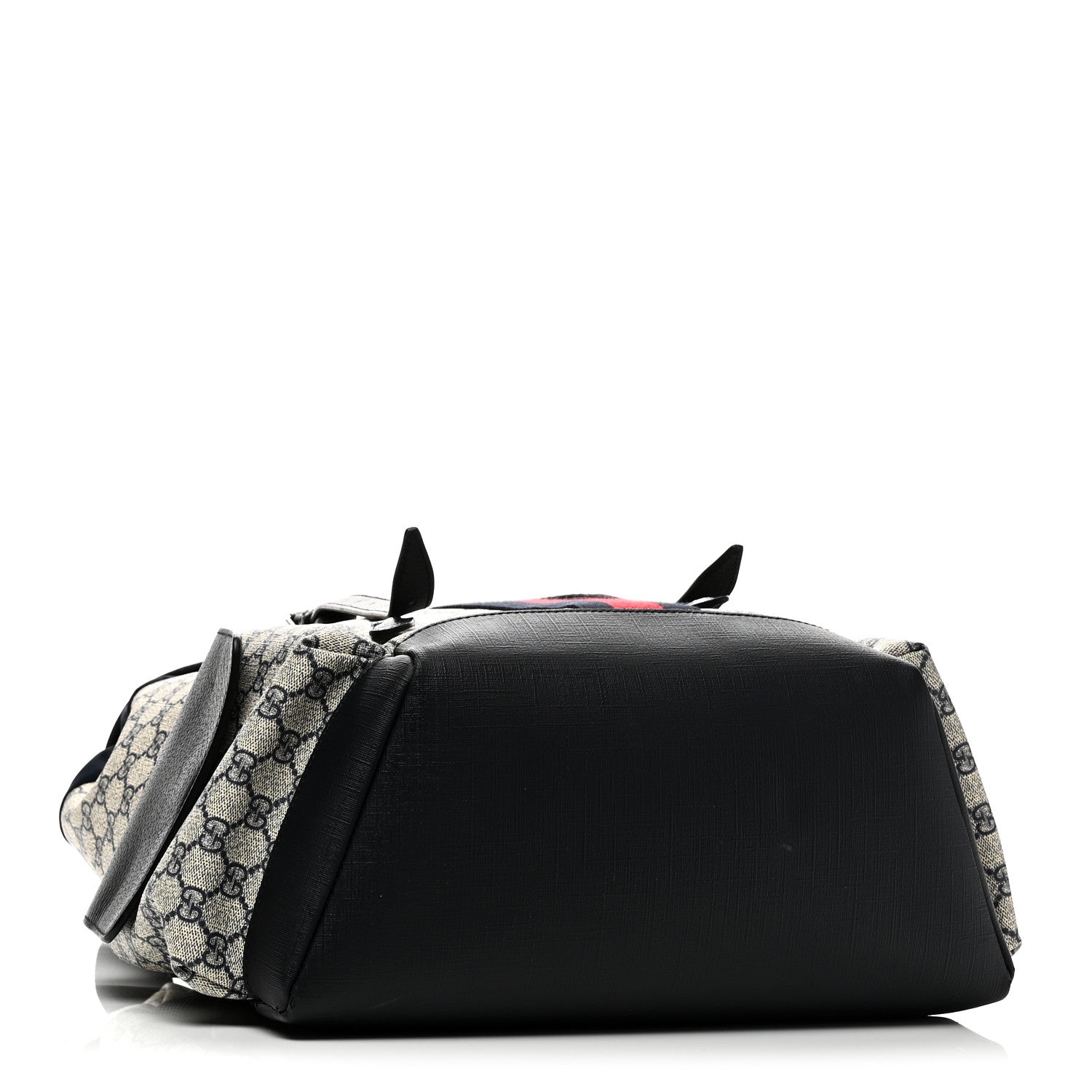 Gucci GG Supreme Monogram Medium Ophidia Double Buckle Backpack Beige Blue Black 4 of 9