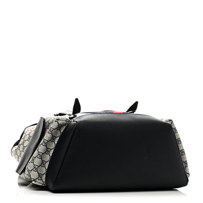 Gucci GG Supreme Monogram Medium Ophidia Double Buckle Backpack Beige Blue Black 4 of 9