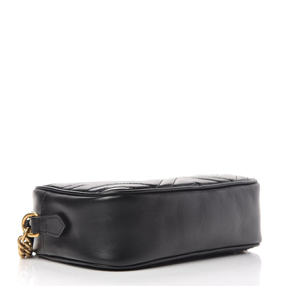 Gucci Calfskin Matelasse Small GG Marmont Chain Shoulder Bag Black 4 of 12