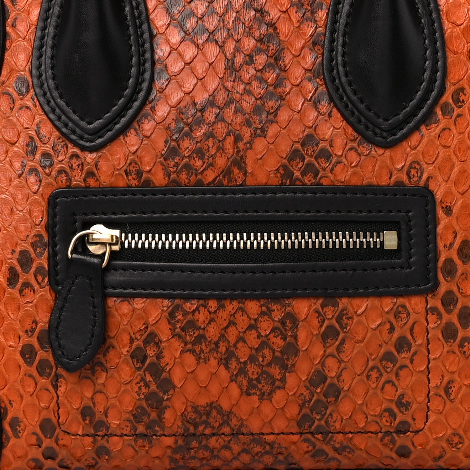Celine Snakeskin Calfskin Nano Tri-Color Luggage Black Multicolor 9 of 11