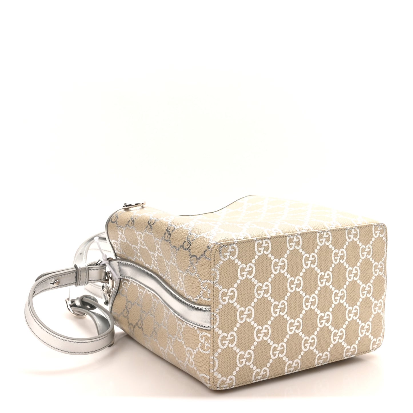 GG Supreme Monogram Emblem Small Shoulder Bag Beige Ebony Silver