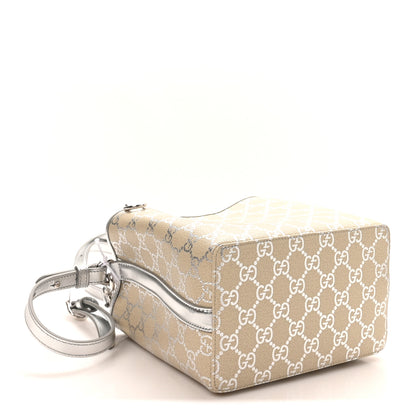Gucci GG Supreme Monogram Emblem Small Shoulder Bag Beige Ebony Silver 4 of 9