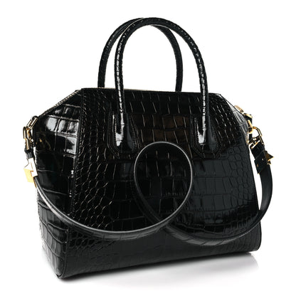 Givenchy Calfskin Crocodile Embossed Small Antigona Black 3 of 10