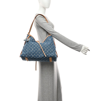 Louis Vuitton Monogram Denim CarryAll MM Blue 2 of 10