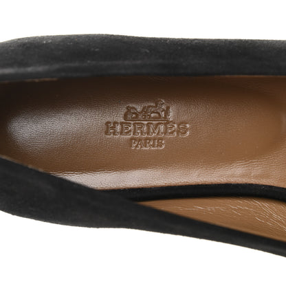 Hermes Suede Goatskin Bilbao Ballerina Flats 39 Black 6 of 9