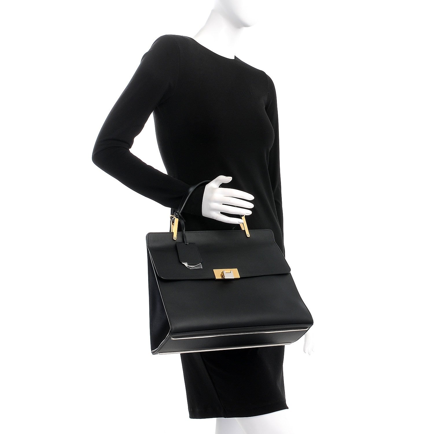 Balenciaga Smooth Calfskin Le Dix M Cartable Shoulder Bag Black 3 of 8