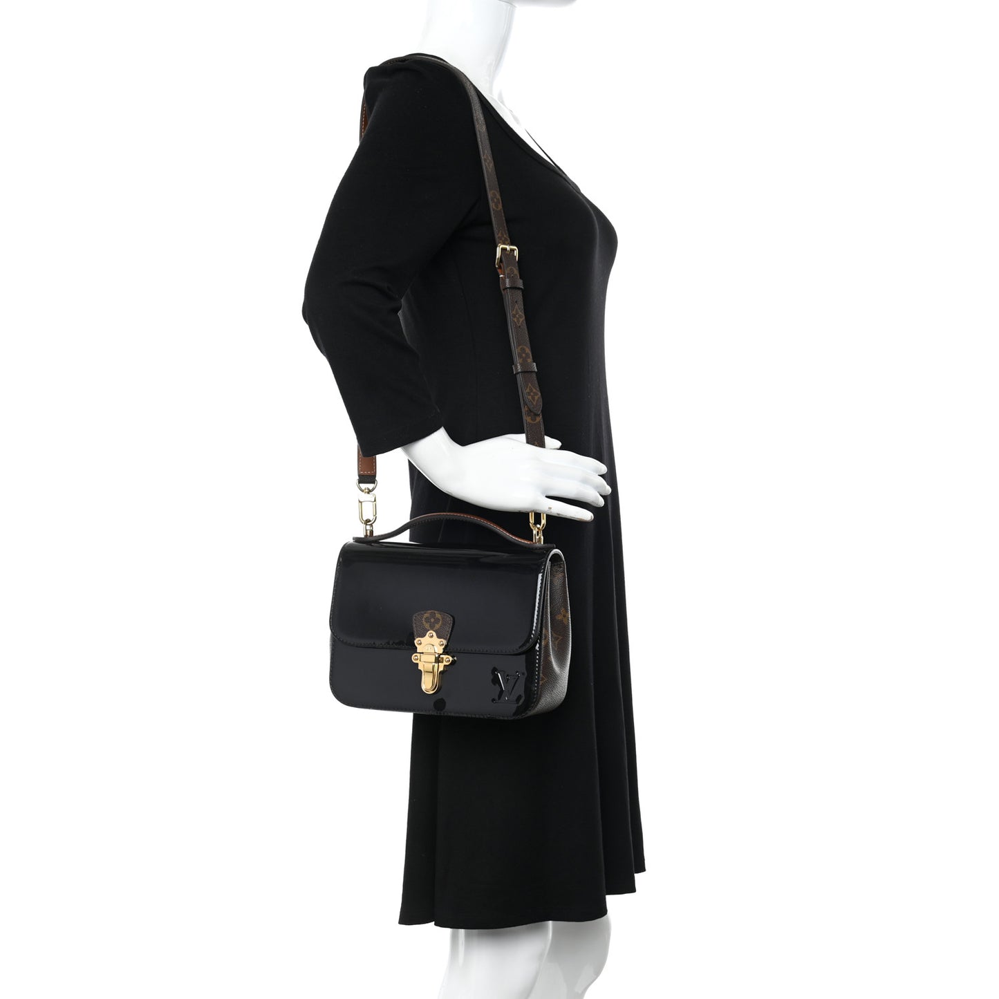 Patent Calfskin Monogram Cherrywood BB Black