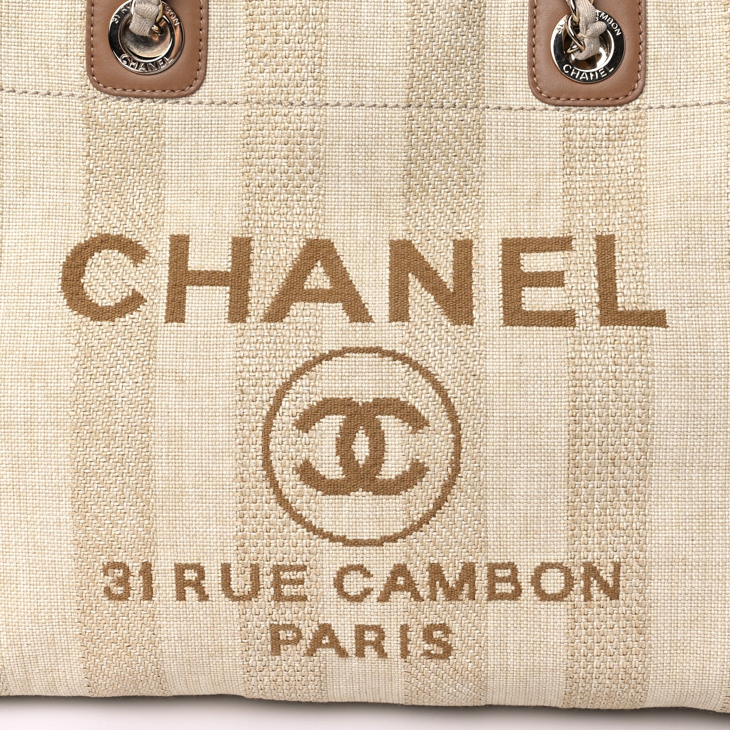 Chanel Mixed Fibers Calfskin Striped Small Deauville Tote Beige 13 of 13