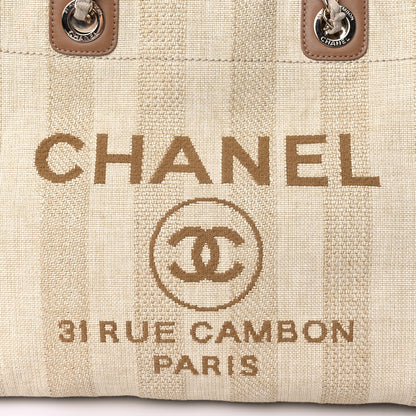 Chanel Mixed Fibers Calfskin Striped Small Deauville Tote Beige 13 of 13