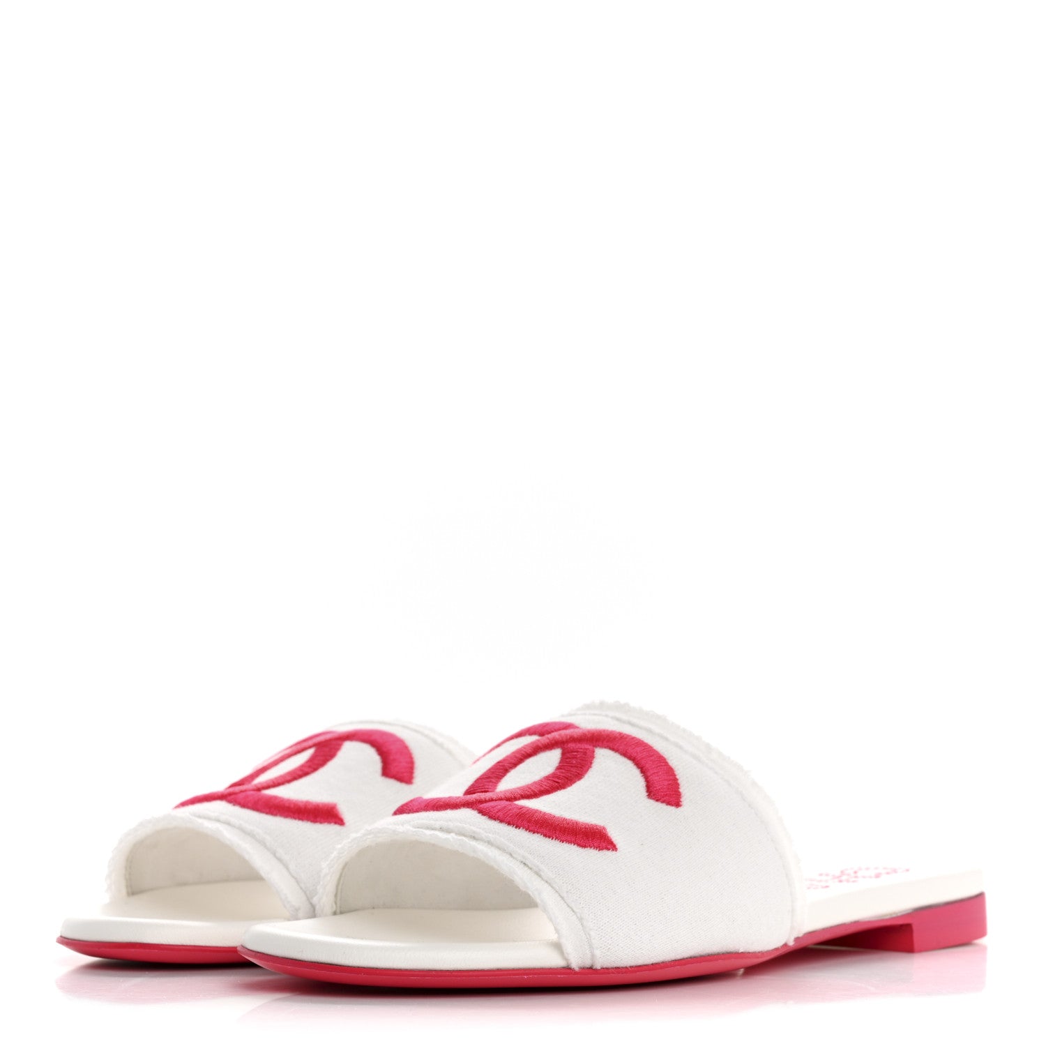 Chanel Jersey Knit CC Mules 37 White Fuchsia 1748699 – FASHIONPHILE