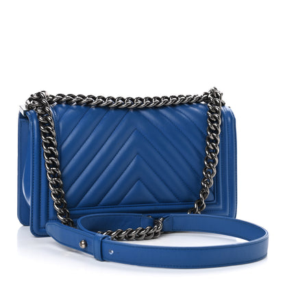 Chanel Calfskin Chevron Quilted Medium Boy Flap Bright Blue 2 of 4
