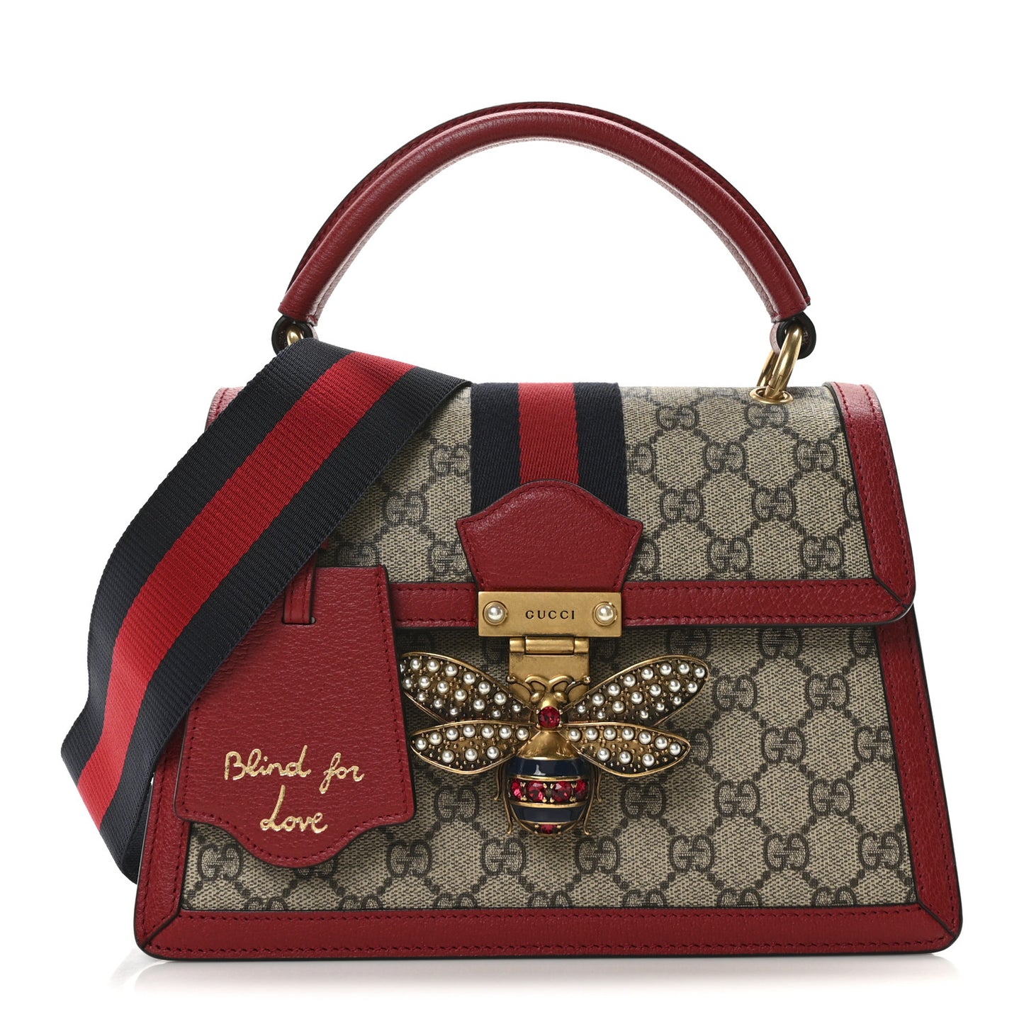 GG Supreme Monogram Small Queen Margaret Top Handle Bag Red