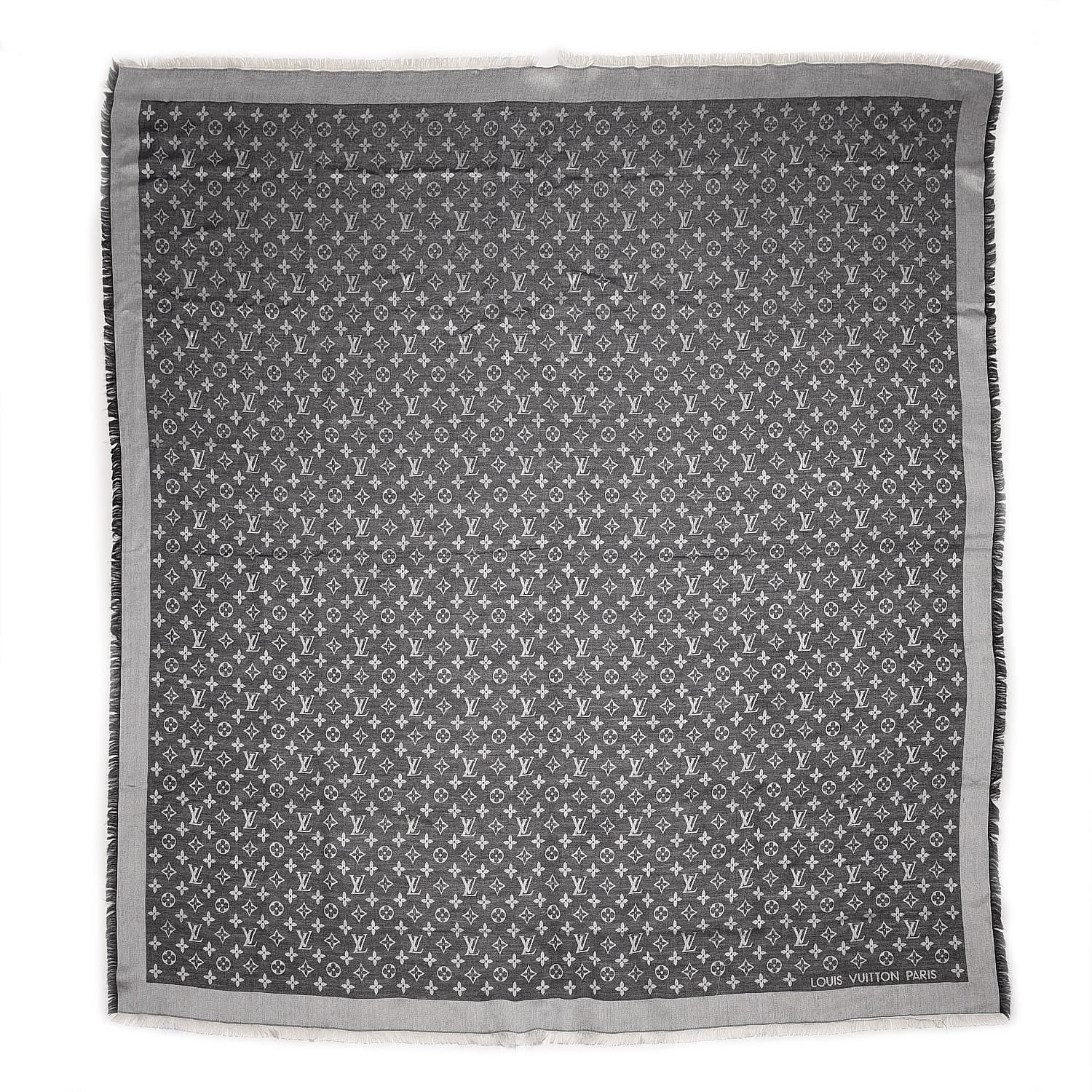 Louis Vuitton Wool Silk Monogram Denim Shawl Black 1 of 6