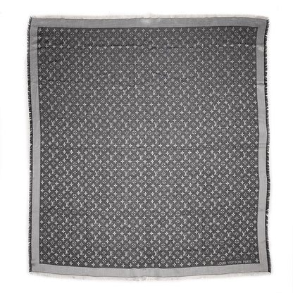 Louis Vuitton Wool Silk Monogram Denim Shawl Black 1 of 6