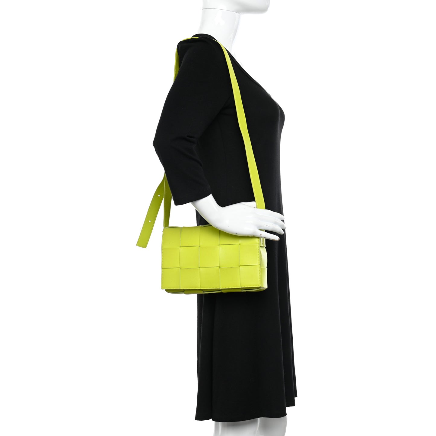 Lambskin Maxi Intrecciato Cassette Crossbody Bag Acid Kiwi