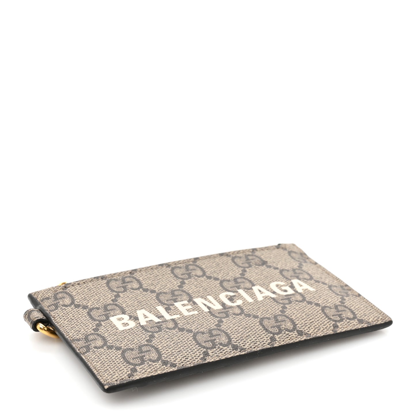 X BALENCIAGA GG Supreme Monogram Logo Card Case With Strap Beige Ebony