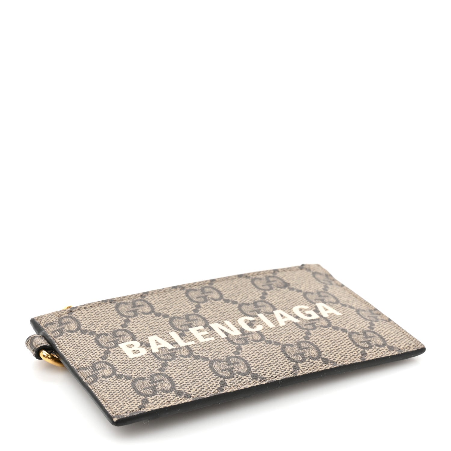 Gucci X BALENCIAGA GG Supreme Monogram Logo Card Case With Strap Beige Ebony 4 of 11