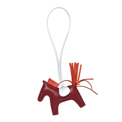 Hermes Milo Lambskin Grigri Rodeo Horse Bag Charm PM Rouge Grenat Cornaline Bleu Brume 1 of 3