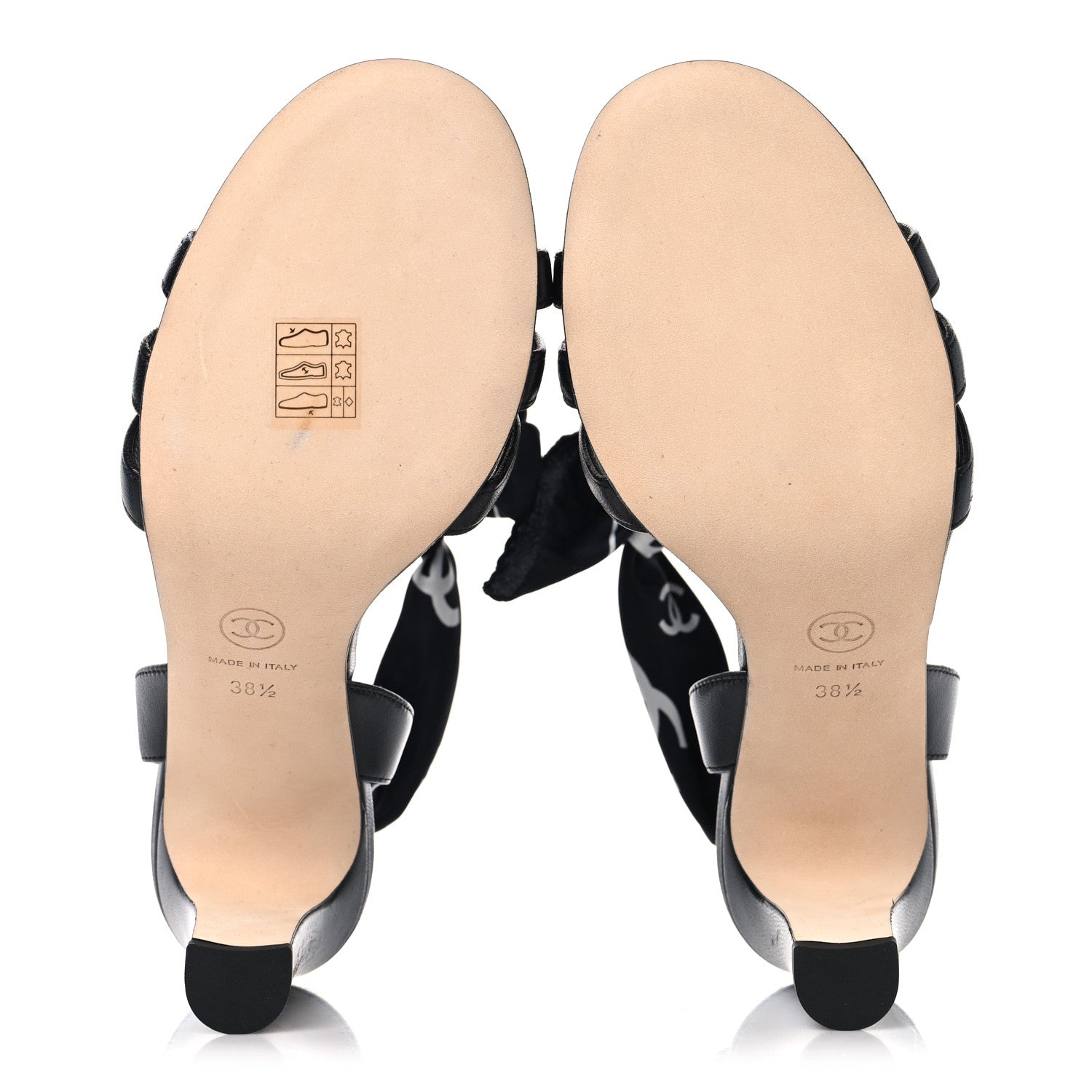 Chanel Lambskin Silk CC Wrap Ankle Sandals 38.5 Black 6 of 9