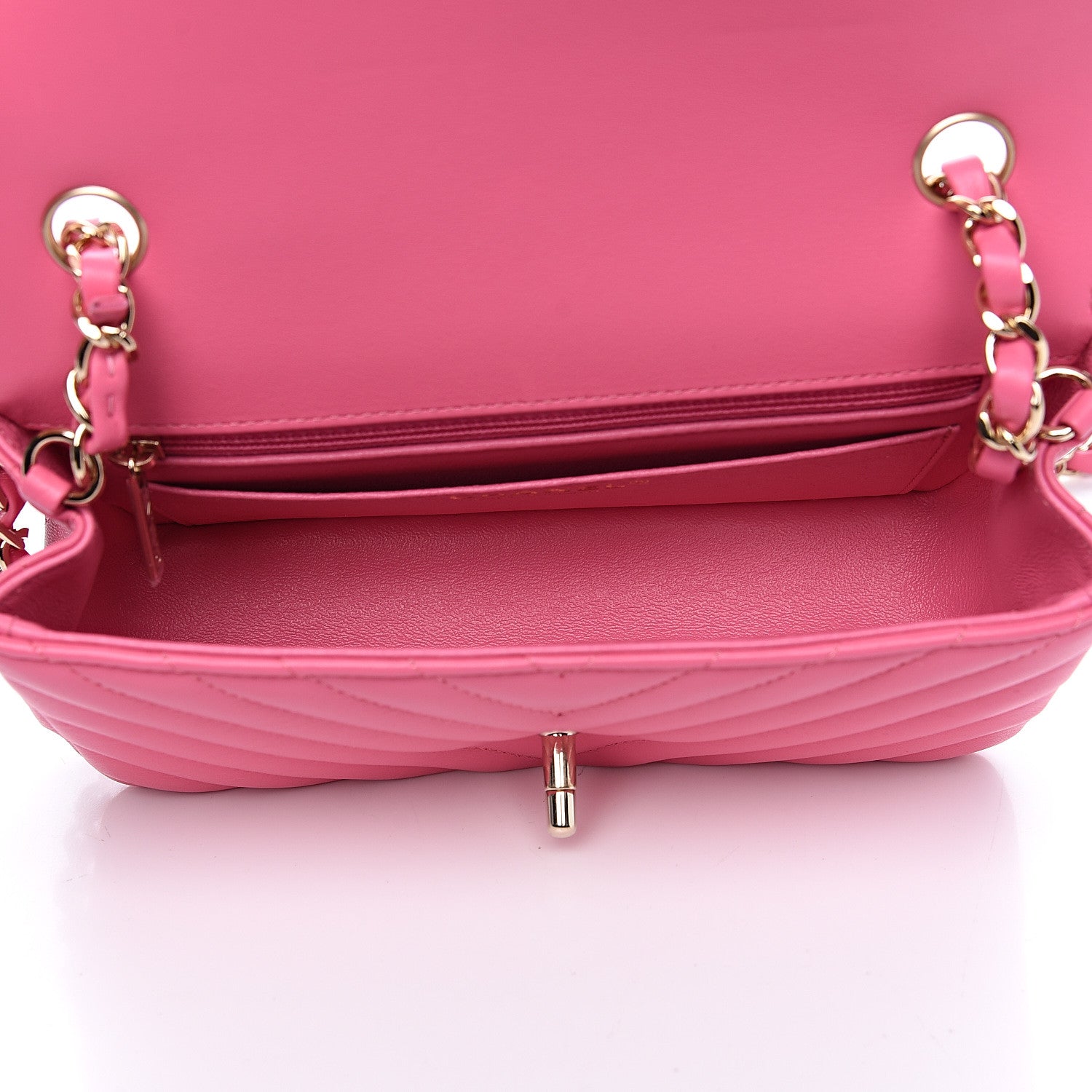 Chanel Lambskin Chevron Quilted Mini Rectangular Flap Pink 4 of 10