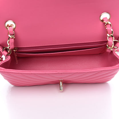 Chanel Lambskin Chevron Quilted Mini Rectangular Flap Pink 4 of 10