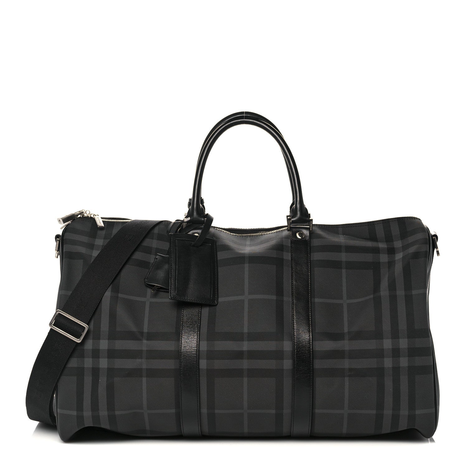 Burberry Nylon Smoked Check Duffle Bag Black 1 of 14