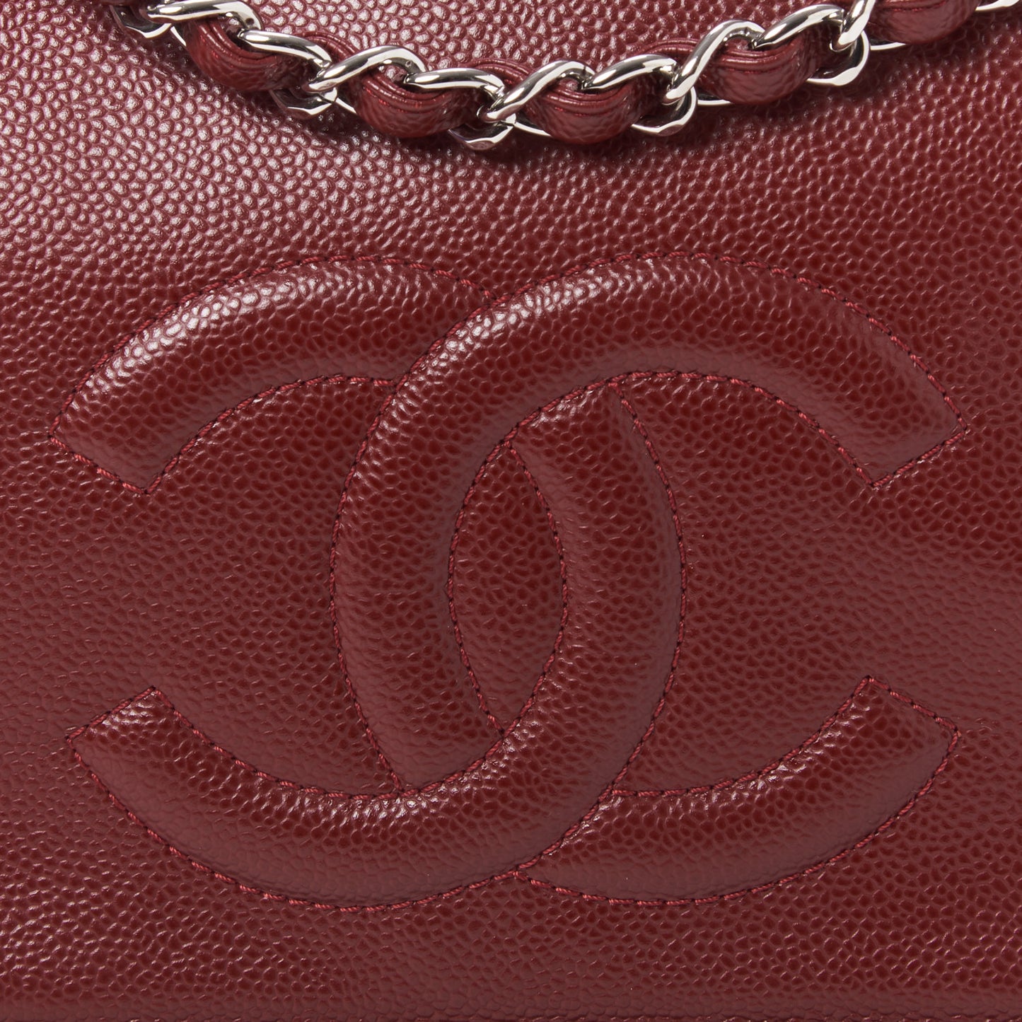 Caviar Large Timeless CC Flap Dark Red