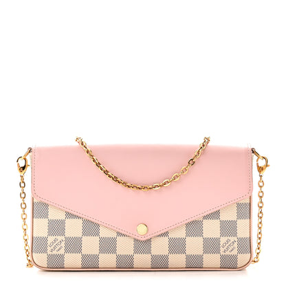 Louis Vuitton Damier Azur Calfskin Pochette Felicie Eau De Rose 1 of 10