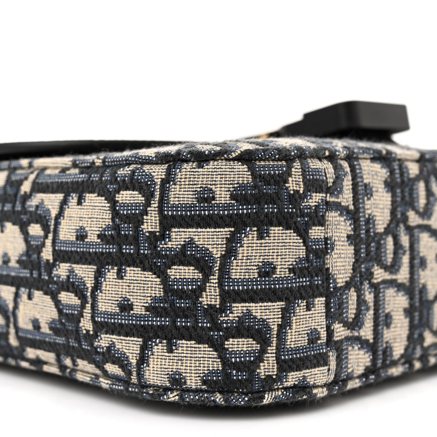 Oblique Jacquard Grained Calfskin Small Saddle Messenger Bag Beige Black