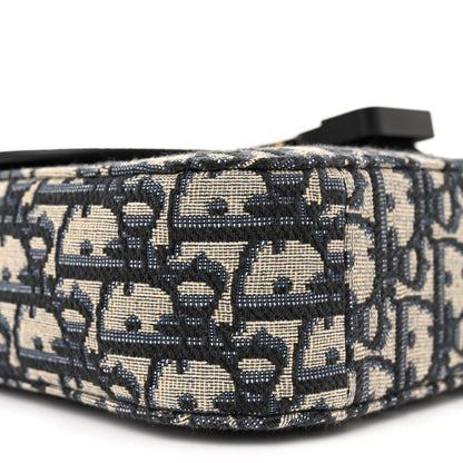 Christian Dior Oblique Jacquard Grained Calfskin Small Saddle Messenger Bag Beige Black 9 of 12