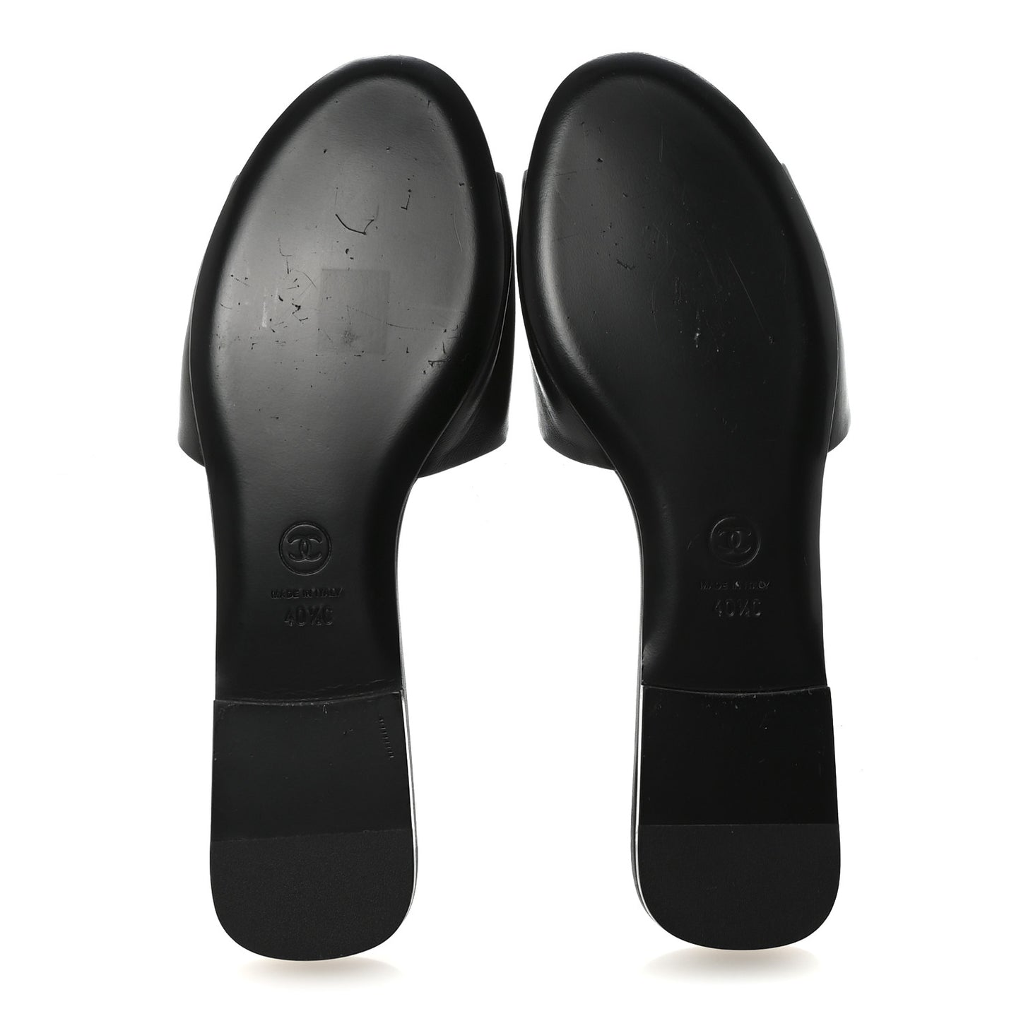 Lambskin Pearl CC Sandals 40.5 Black