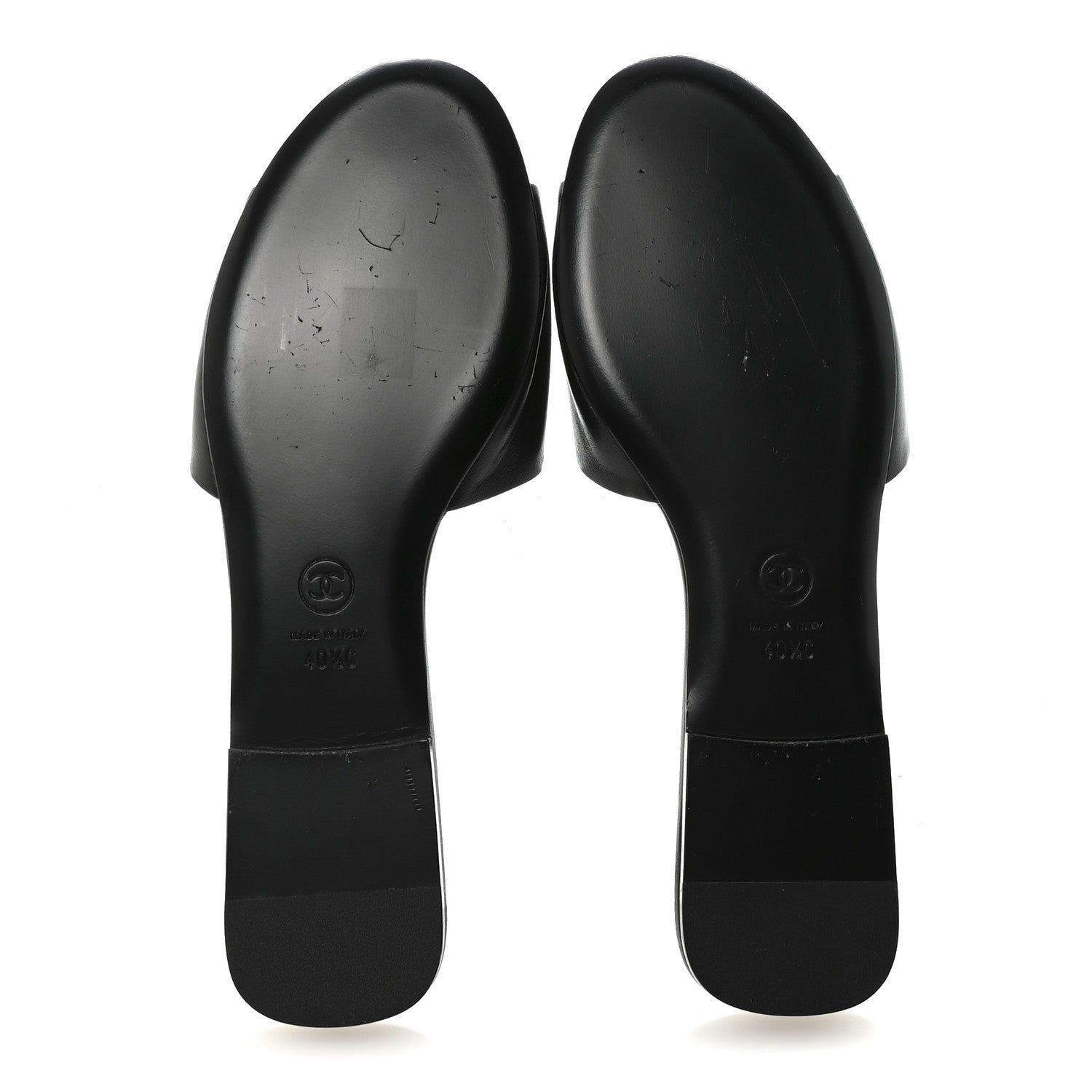 Chanel Lambskin Pearl CC Sandals 40.5 Black 6 of 9